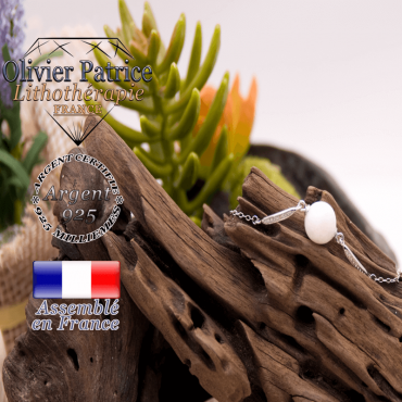 Bracelet pierre de lune avec sa chaîne en argent 925 et brillants