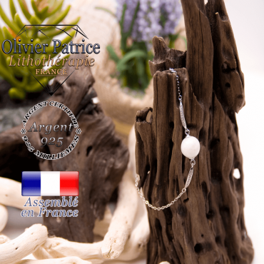Bracelet pierre de lune avec sa chaîne en argent 925 et brillants
