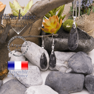 Parure en larvikite et argent 925 avec 3 pièces