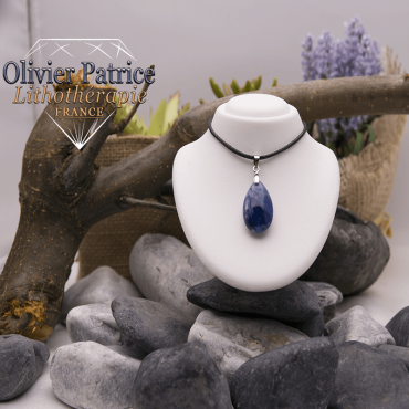 Pendentif sodalite goutte d'eau en alliage