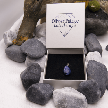 Pendentif sodalite goutte d'eau en alliage