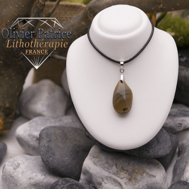 Pendentif agate grise goutte d'eau