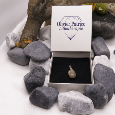 Pendentif agate grise goutte d'eau