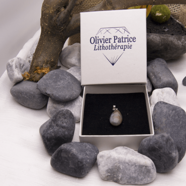 Pendentif agate d'Inde en forme de goutte d'eau en alliage