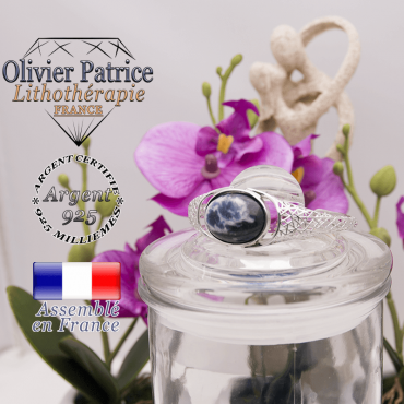 Bracelet toile d'araignée sodalite ouvert en argent 925