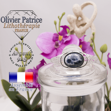 Bracelet toile d'araignée sodalite ouvert en argent 925