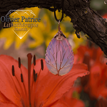 pendentif opaline arbre de vie en alliage de cuivre