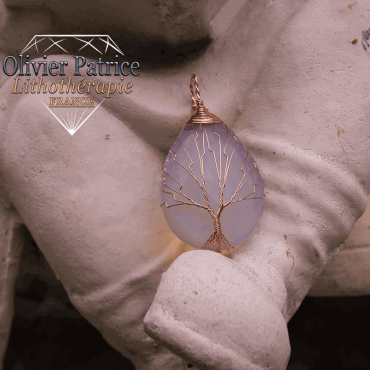 pendentif opaline arbre de vie en alliage de cuivre