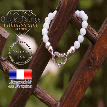 Bracelet opale avec son fermoir coeur en argent 925