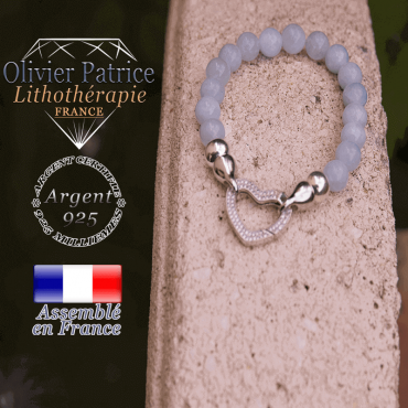 Bracelet opale avec son fermoir coeur en argent 925