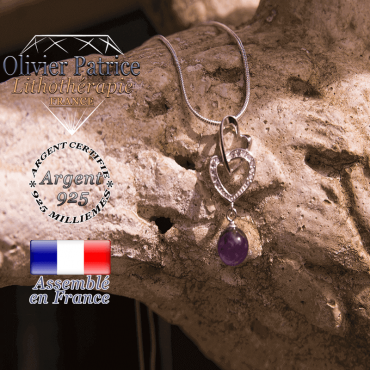 Pendentif double cœur améthyste en argent 925