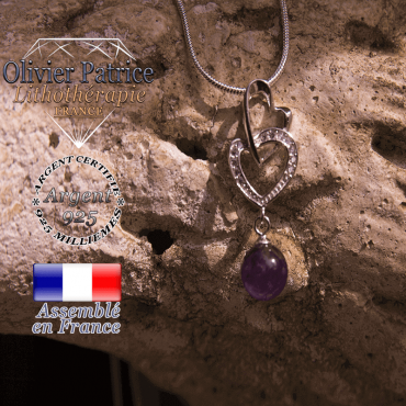 Pendentif double cœur améthyste en argent 925