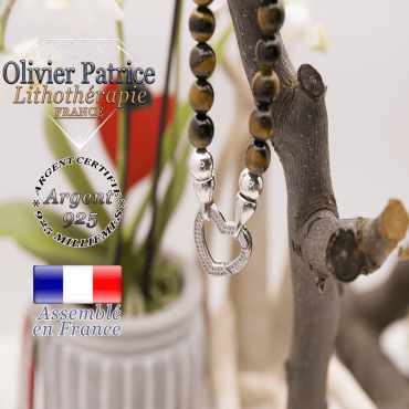 Bracelet oeil de tigre avec son fermoir coeur en argent 925