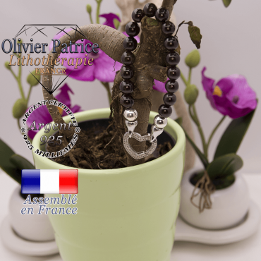 Bracelet grenat et son fermoir coeur en argent 925