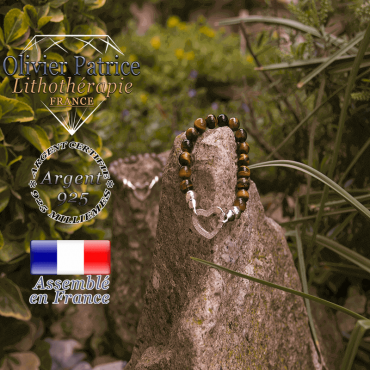 Bracelet oeil de tigre avec son fermoir coeur en argent 925