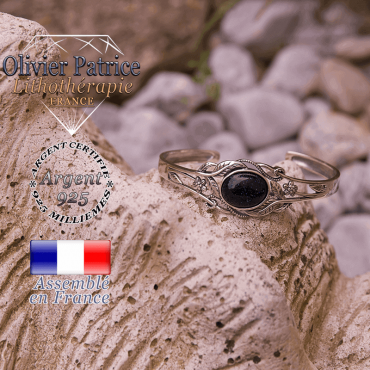 Bracelet blue sand ouvert avec fleurs en argent 925
