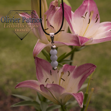 Pendentif aigue marine gouttes de perles en alliage