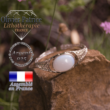 Bracelet opale toile d'araignée ouvert en argent 925