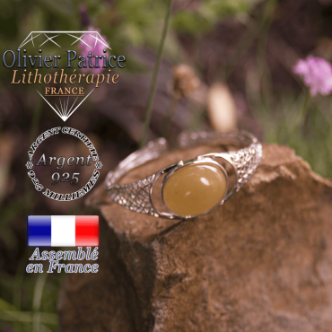 Bracelet toile d'araignée en onyx jaune, ouvert, en argent 925