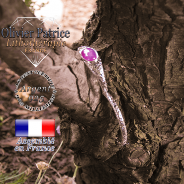 Bracelet agate violette toile d'araignée fermé en argent 925