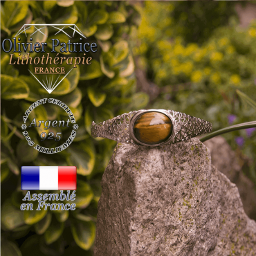 Bracelet oeil de tigre toile d'araignée fermé en argent 925