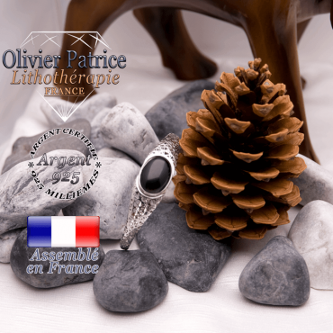 Bracelet obsidienne toile d'araignée fermé en argent 925