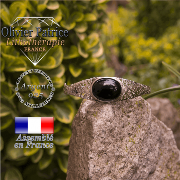 Bracelet obsidienne toile d'araignée fermé en argent 925