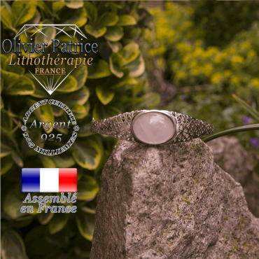 Bracelet quartz rose toile d'araignée fermé en argent 925