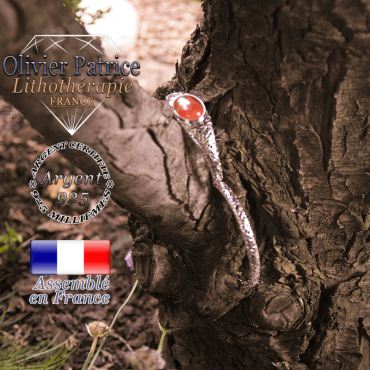 Bracelet aventurine orange toile d'araignée fermé en argent 925