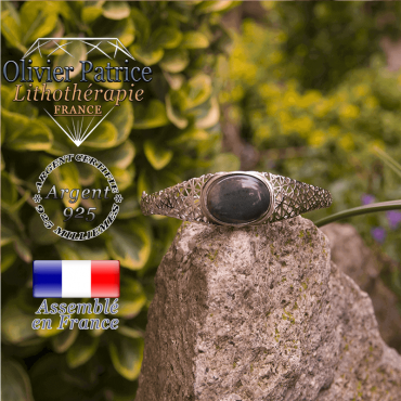 Bracelet agate mousse toile d'araignée fermé argent 925