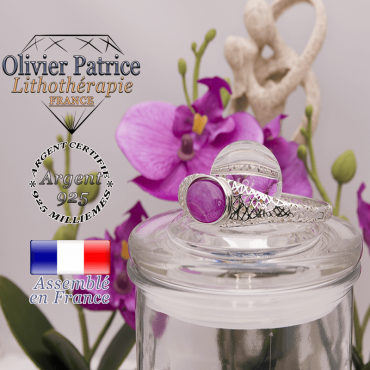 Bracelet agate violette toile d'araignée fermé en argent 925