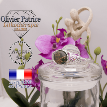 Bracelet jaspe picasso toile d'araignée ouvert en argent 925