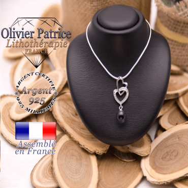 Pendentif double cœur améthyste en argent 925