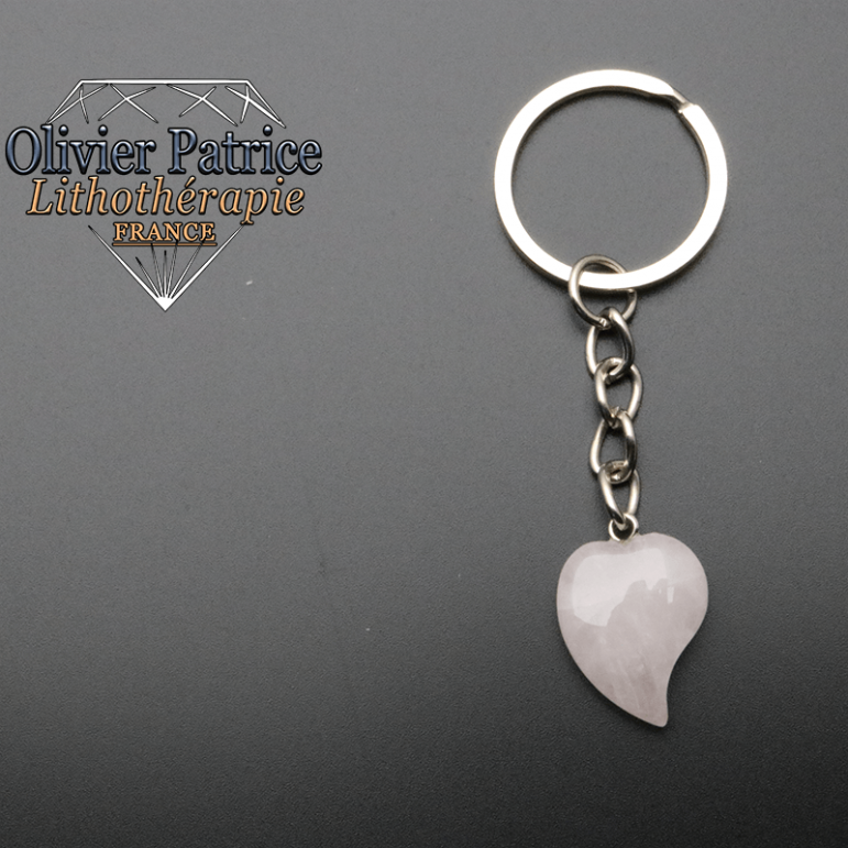 Porte-clés coeur quartz rose