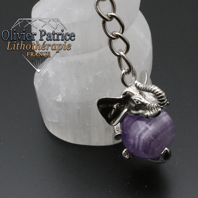 Porte-clés éléphant améthyste