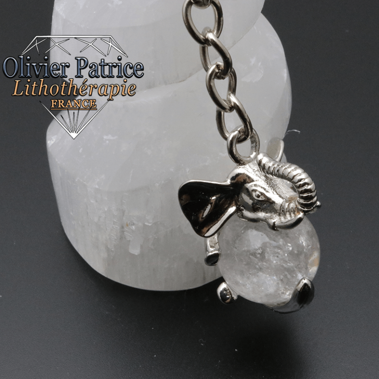 Porte-clés éléphant cristal de roche