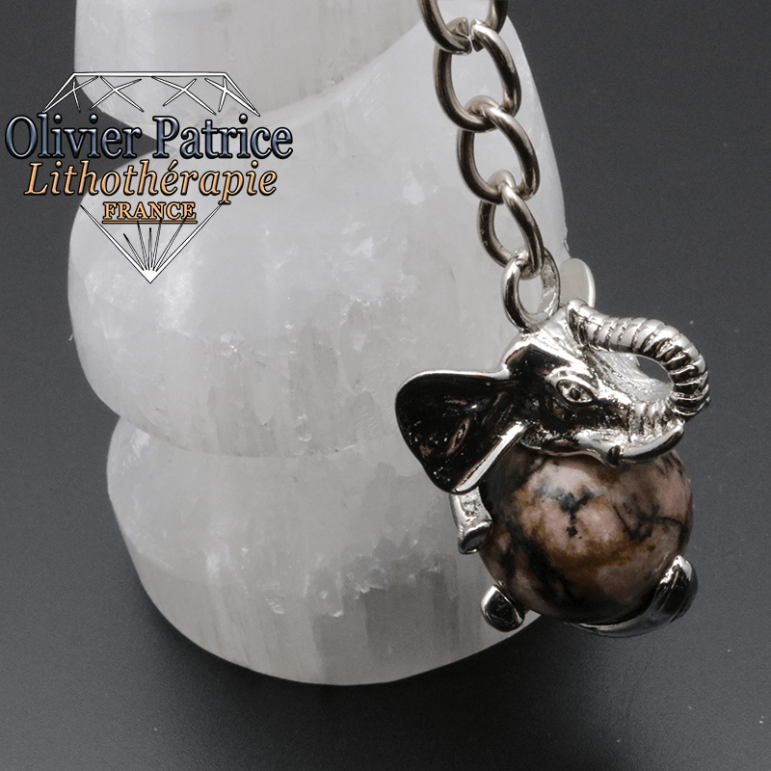Porte-clés éléphant rhodonite