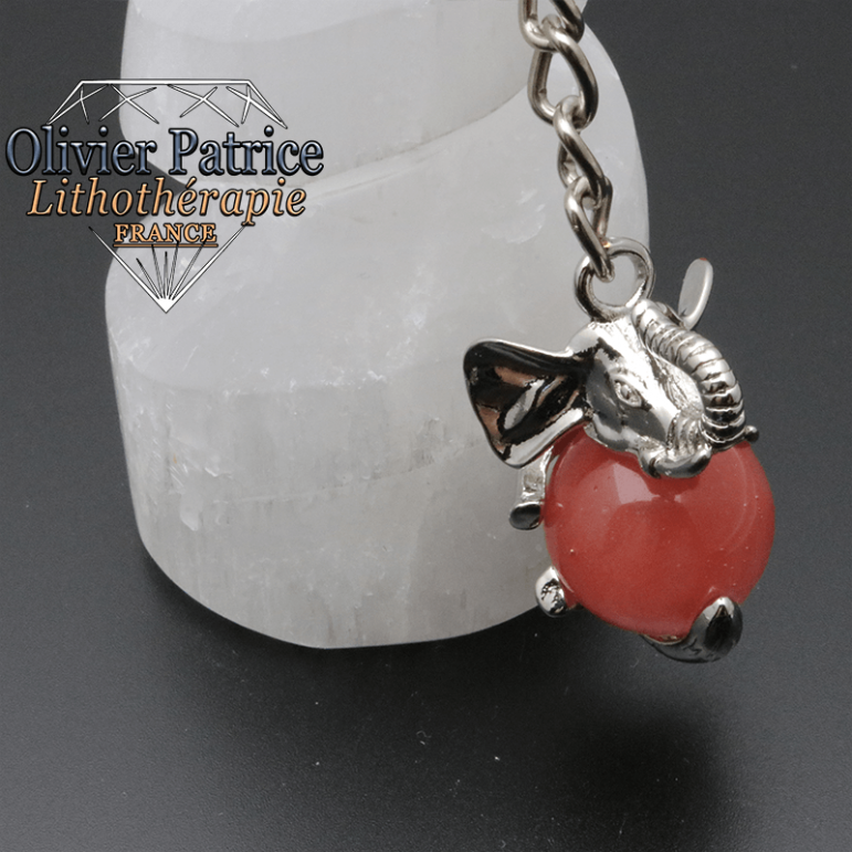 Porte-clés éléphant tourmaline rose pastèque