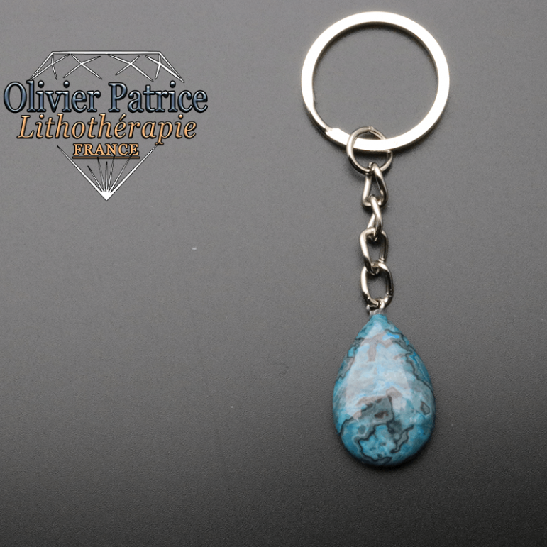Porte-clés goutte d'eau onyx bleu