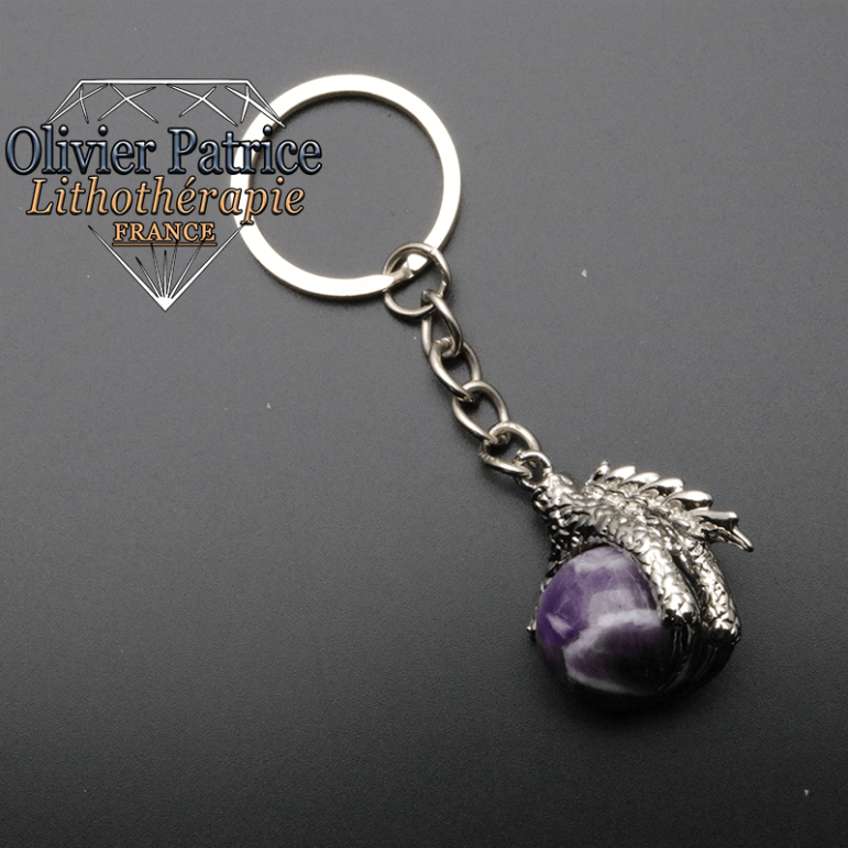 Porte-clés griffe de dragon améthyste