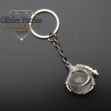Porte-clés griffe de dragon cristal de roche