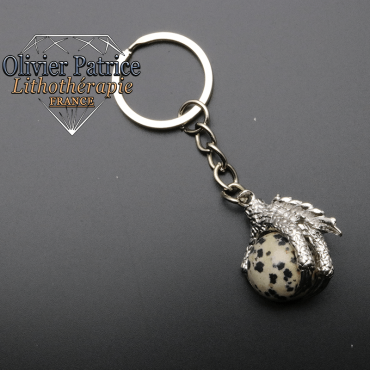 Porte-clés griffe de dragon jaspe dalmatien