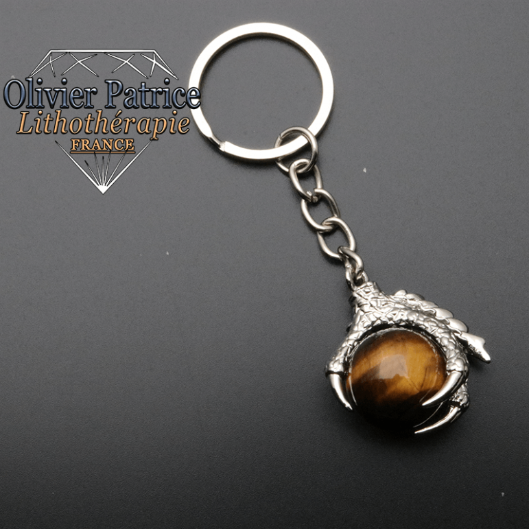 Porte-clés griffe de dragon oeil de tigre