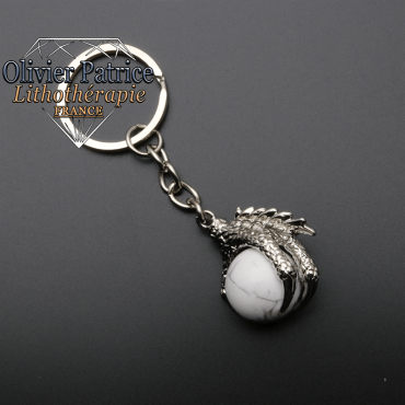 Porte-clés griffe de dragon howlite