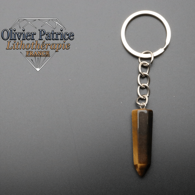 Porte-clés hexagone en oeil de tigre