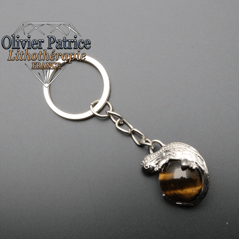 Porte-clés salamandre oeil de tigre