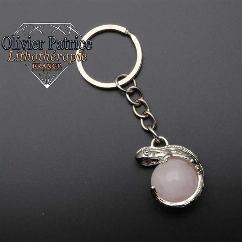 Porte-clés salamandre quartz-rose