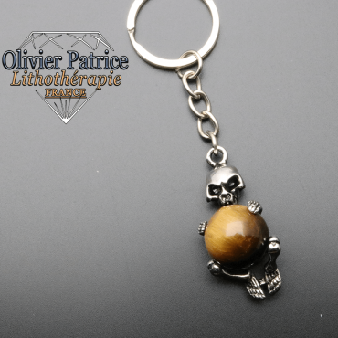 Porte-clés squelette oeil de tigre