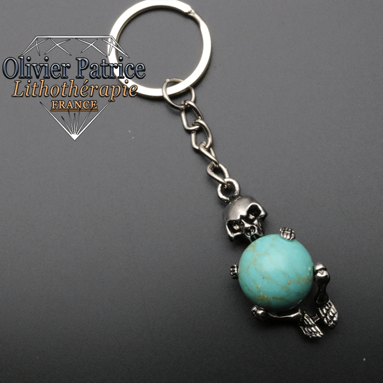 Porte-clés squelette turquoise