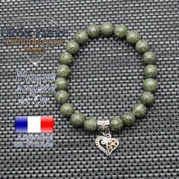 Bracelet serpentine et son charms coeur plaqué or-argent